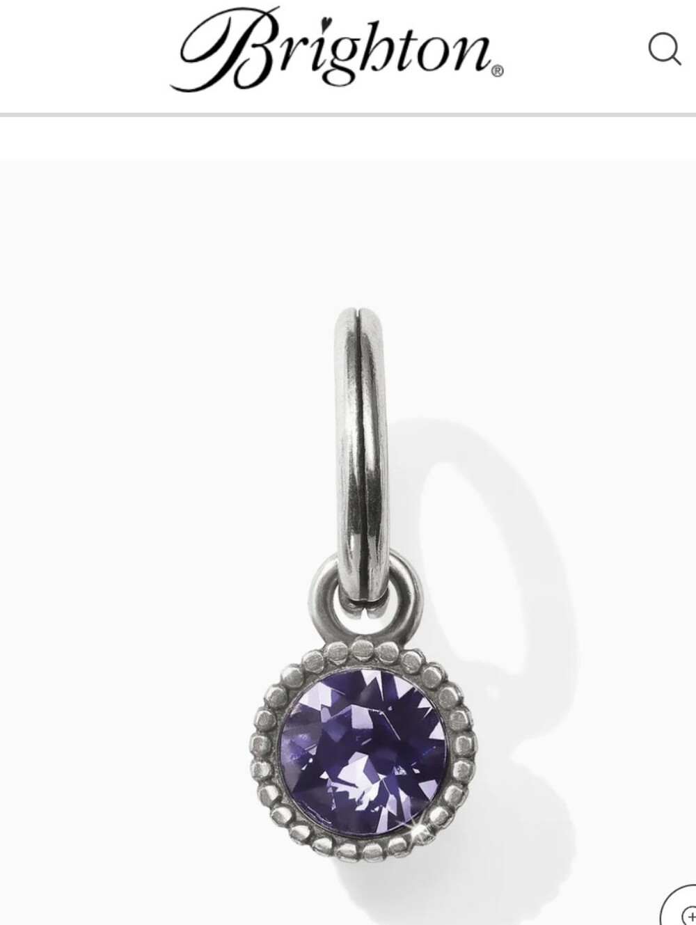NEW! Brighton Glitz Birthstone Amulet/Pendant February Amethyst Purple Charm